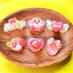 Kirby Flat Back Resin Charms - Set of 6